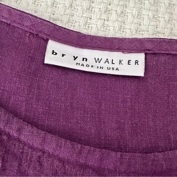 Bryn Walker 100% Linen Purple Franci Asymmetrical Hem Ruffle Tunic Womens Small - Picture 8 of 8